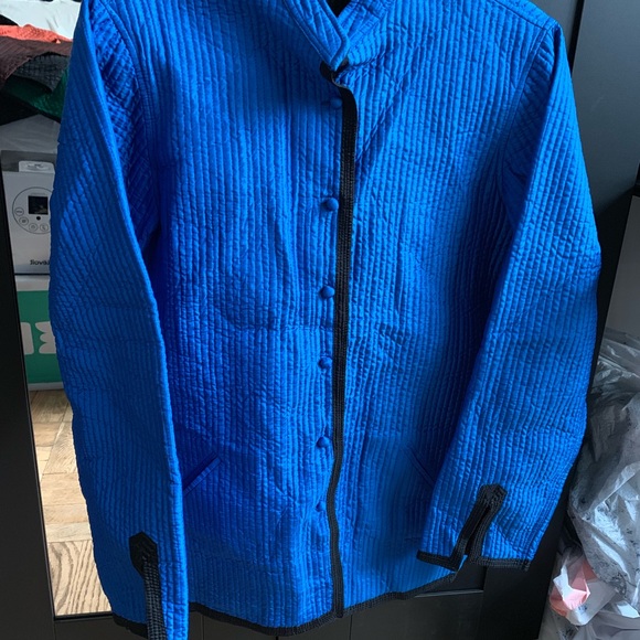 100% Raw Silk Reversible Blue/Black Jacket -New - Picture 6 of 7